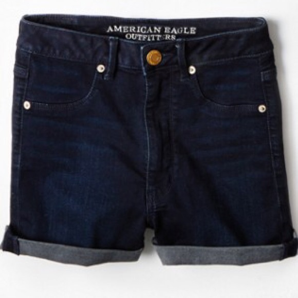 NWT American Eagle Outfitters Super Stretch Sky High Shorties Dark Wash - Picture 4 of 4